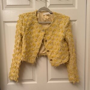 Missguided Chic Yellow Textured Women's Jacket size xs